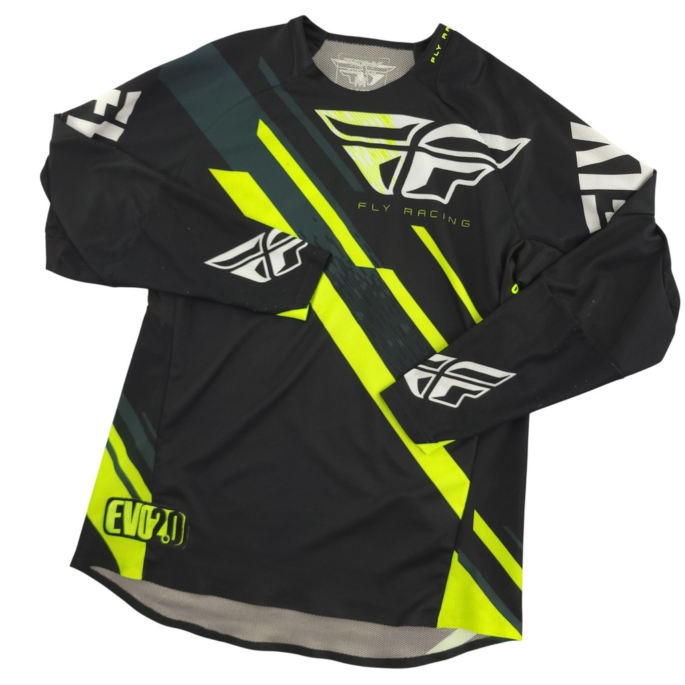 Fly Racing EVO 2.0 Shirt Mens Medium Black Long‎ Sleeve MX BMX Jersey Top Riding